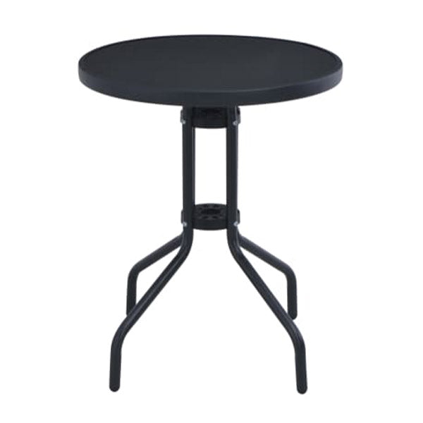 Garden Table Black 60 Cm Steel And Glass