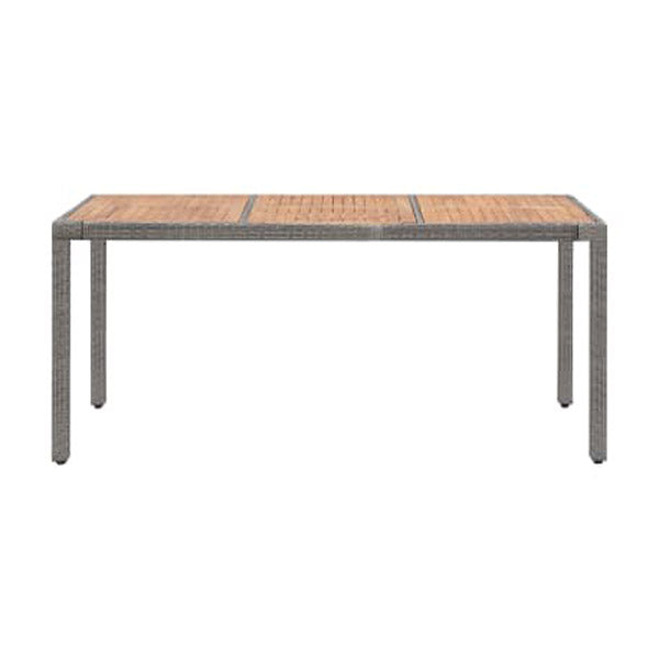 Garden Table Grey 190X90X75 Cm Poly Rattan And Solid Acacia Wood