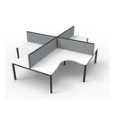 Infinite 4Person Corner W Screens 3630X3630X1200Mm Profile Leg Wte Blk