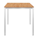 Garden Dining Table 140X80X75 Cm Solid Teak Wood And Stainless Steel