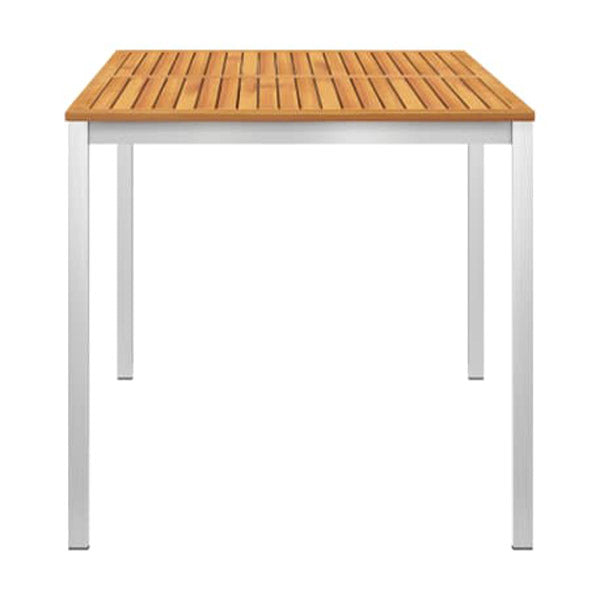Garden Dining Table 160X80X75 Cm Solid Acacia Wood And Stainless Steel