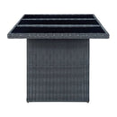 Garden Table Dark Grey Poly Rattan And Tempered Glass