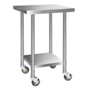 430 Stainless Steel Kitchen Work Food Prep Table With Wheels 610X610Mm