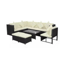 8 Piece Garden Lounge Set With Cushions And Coffee Table Rattan Black