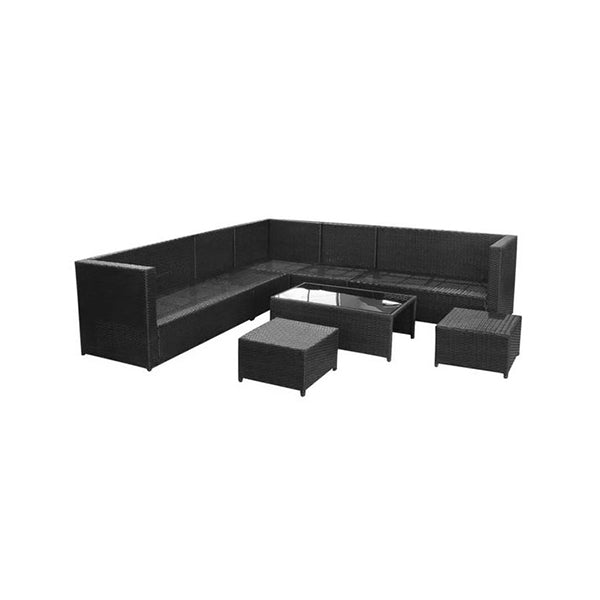 8 Piece Garden Lounge Set With Cushions And Coffee Table Rattan Black