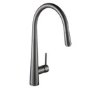 Round Gunmetal Grey Swivel Pull Out Kitchen Sink Mixer Tap Solid Brass