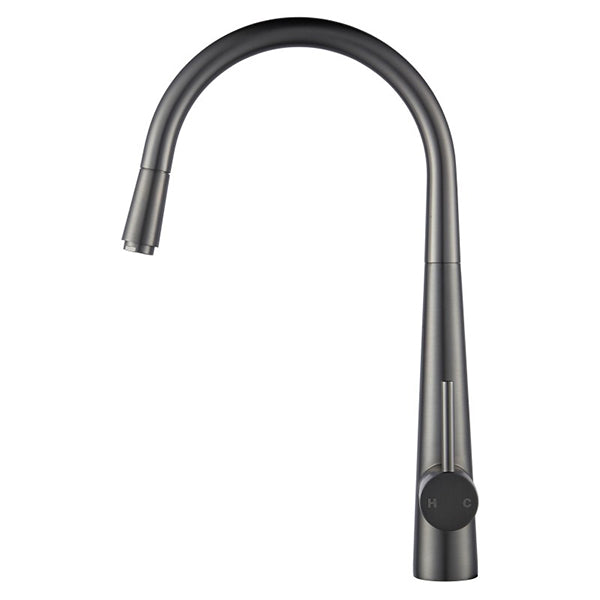 Gunmetal Grey Kitchen Sink Mixer Tap Round Pull Out tap Laundry Sink