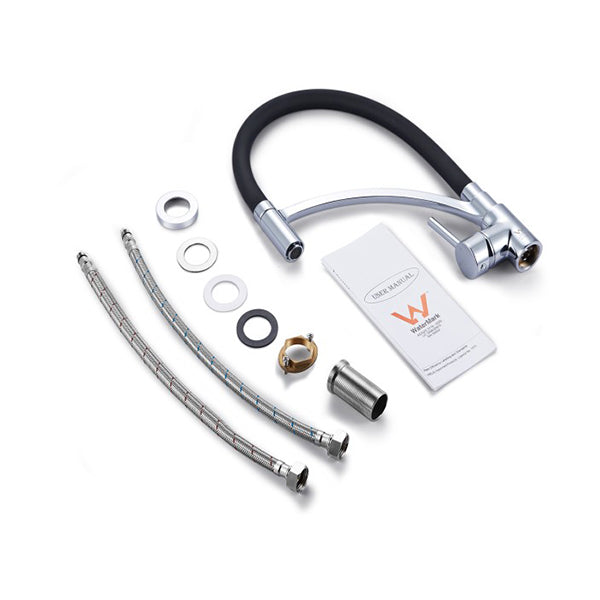 Flexible Round Kitchen Sink Mixer Tap Gooseneck Swivel