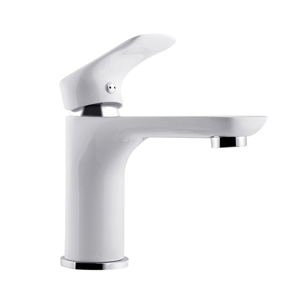 Bathroom White And Chrome Basin Mixer Solid Brass Vanity Tap