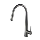 Round Gunmetal Grey Swivel Pull Out Kitchen Sink Mixer Tap Solid Brass