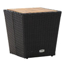 Tea Table Poly Rattan And Solid Acacia Wood
