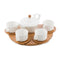 5 Piece Porcelain Teapot And Teacup Set White On Bamboo Tray Natural