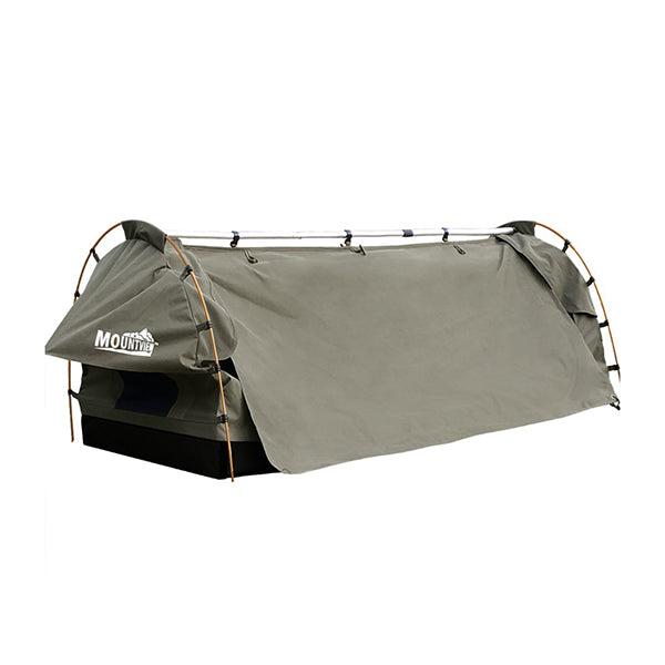 King Single Swag Camping Swags Canvas Dome Tent Free Standing Grey