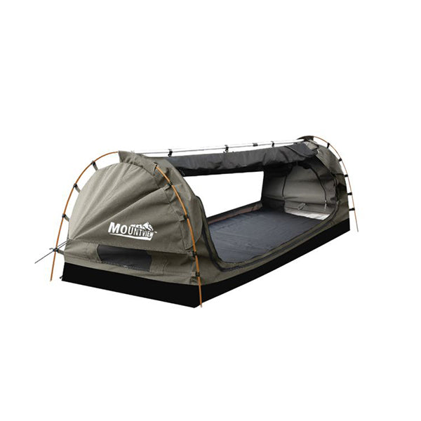 Double Swag Camping Swags Canvas Dome Tent Free Standing Grey