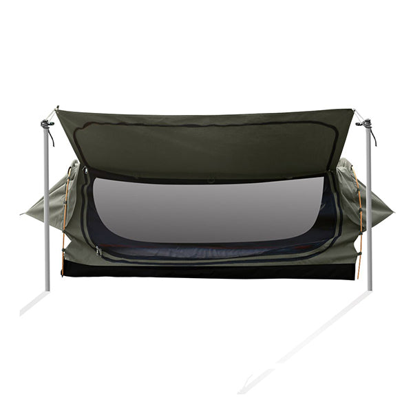 King Single Swag Camping Swags Canvas Dome Tent Free Standing Grey