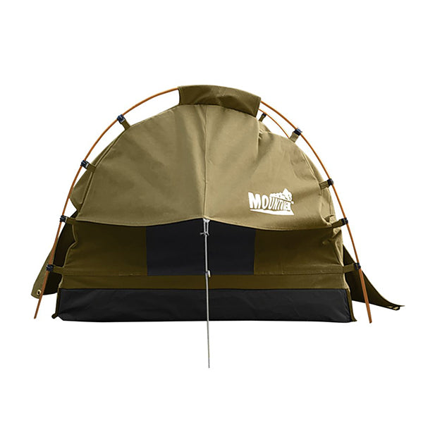 Double Swag Camping Swags Canvas Dome Tent Free Standing Khaki