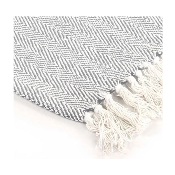 Throw Cotton Herringbone Grey