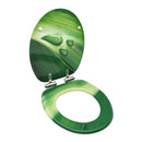 Wc Toilet Seat With Soft Close Lid Mdf Green Water Drop Design