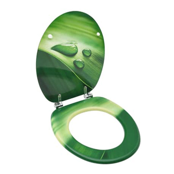 Wc Toilet Seat With Lid Mdf Green Water Drop Design