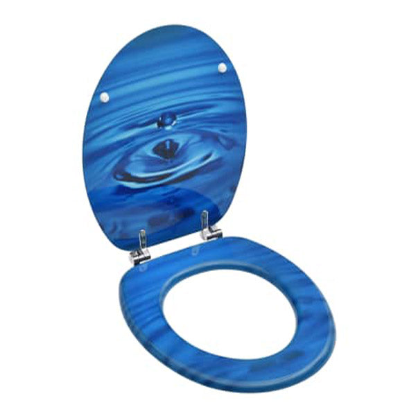 Wc Toilet Seat With Lid Mdf Blue Water Drop Design