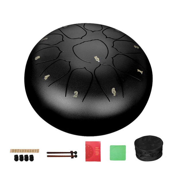 Steel Tongue Drum 10 Inch 11 Notes Handpan And Drum Bag Mallet Black