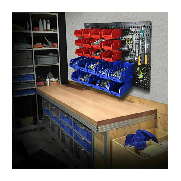 30 Bins Garage Workshop Wall Mounted Tool Box Storage Organiser Rack