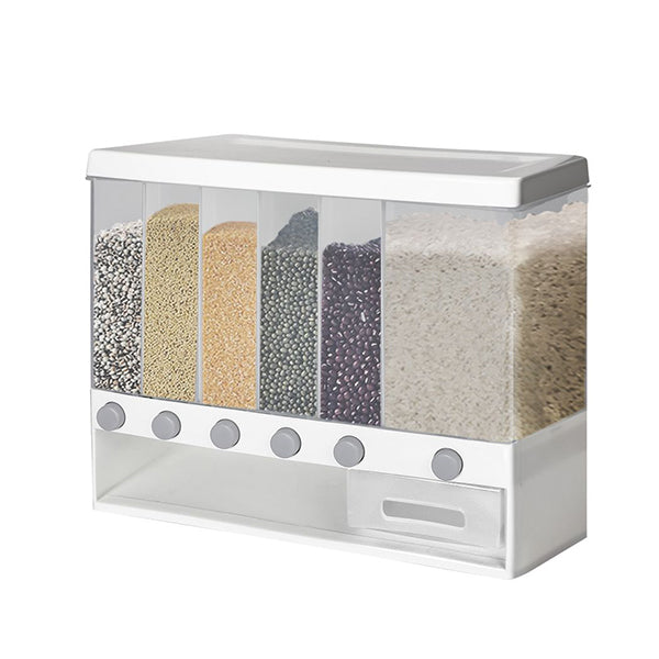 Wall Mounted Cereal Dispenser 6 In 1 Dry Food Storage 10Kg