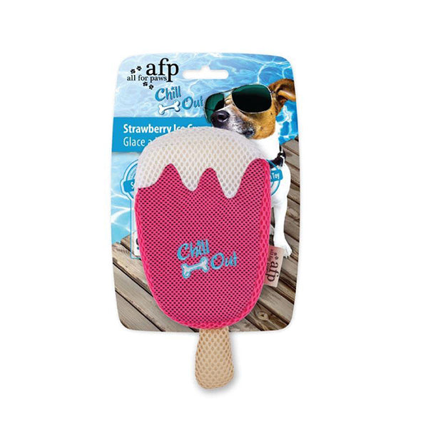 Dog Drinking Sponge Soak Strawberry Ice Cream Shape Chew Play Toy Pink