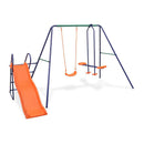 Swing Set With Slide And 3 Seats Orange