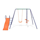 Swing Set With Slide And 3 Seats Orange