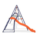 Swing Set With Slide And 3 Seats Orange