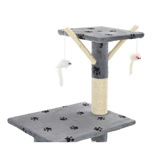 Cat Tree With Sisal Scratching Posts 138 Cm Grey Paw Prints