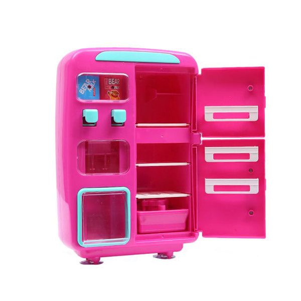 2 In 1 Refrigerator Vending Machine Kitchen Pretend Play Toys Pink