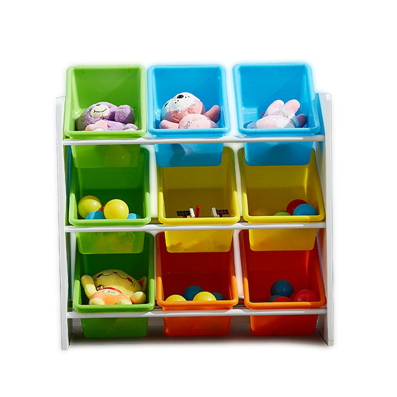 9 Bin Kids Bookcase Wooden Shelf Bookshelf Toy Organiser Storage Rack