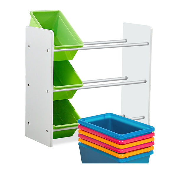 9 Bin Kids Bookcase Wooden Shelf Bookshelf Toy Organiser Storage Rack