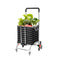 Foldable Shopping Cart Trolley Basket Grocery Black 40L With Wheel