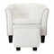 Tub Chair With Footstool Faux Leather White