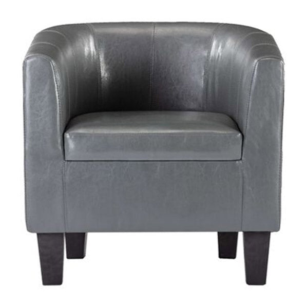 Tub Chair Grey Faux Leather 64X57X70 Cm