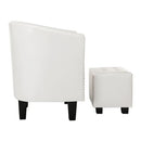 Tub Chair With Footstool Faux Leather White