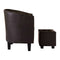 Tub Chair With Footstool Faux Leather Brown