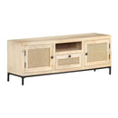 Tv Cabinet 120X30X40 Cm Solid Mango Wood And Natural Cane