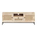 Tv Cabinet 120X30X40 Cm Solid Mango Wood And Natural Cane