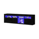 Tv Cabinet Entertainment Unit Stand Rgb Led Gloss 3 Doors 180 Cm