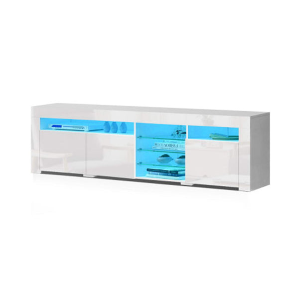 Tv Cabinet Entertainment Unit Stand Rgb Led Gloss 3 Doors 180 Cm
