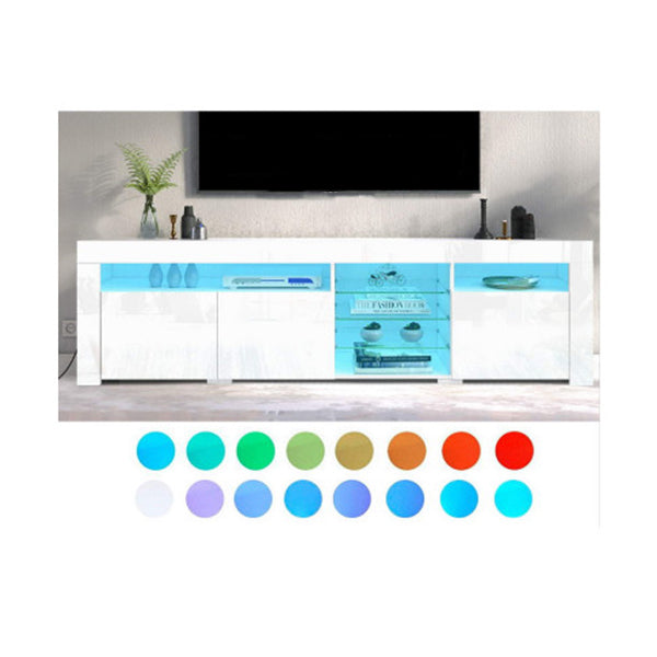 Tv Cabinet Entertainment Unit Stand Rgb Led Gloss 3 Doors 180 Cm