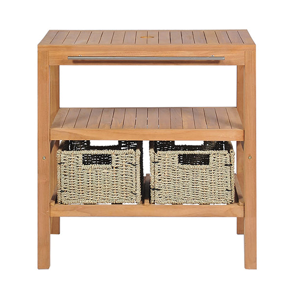 Bathroom Vanity Cabinet With 2 Baskets Solid Teak 74X45X75 Cm