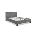 Bed Frame Single Size Base Mattress Platform Fabric Wooden Grey Vanke