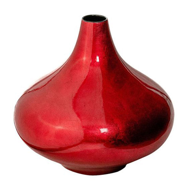 Squat Lacquer Vase Ceramic Red