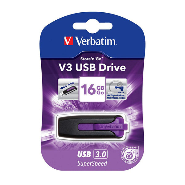 Verbatim 16Gb V3 Usb 3 Violet Store N Go V3 Retractable