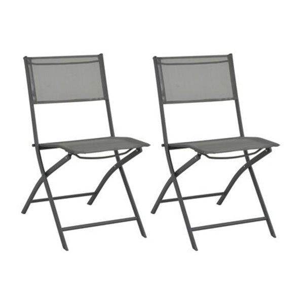 Folding Outdoor Chairs 2 Pcs Steel And Textilene Grey